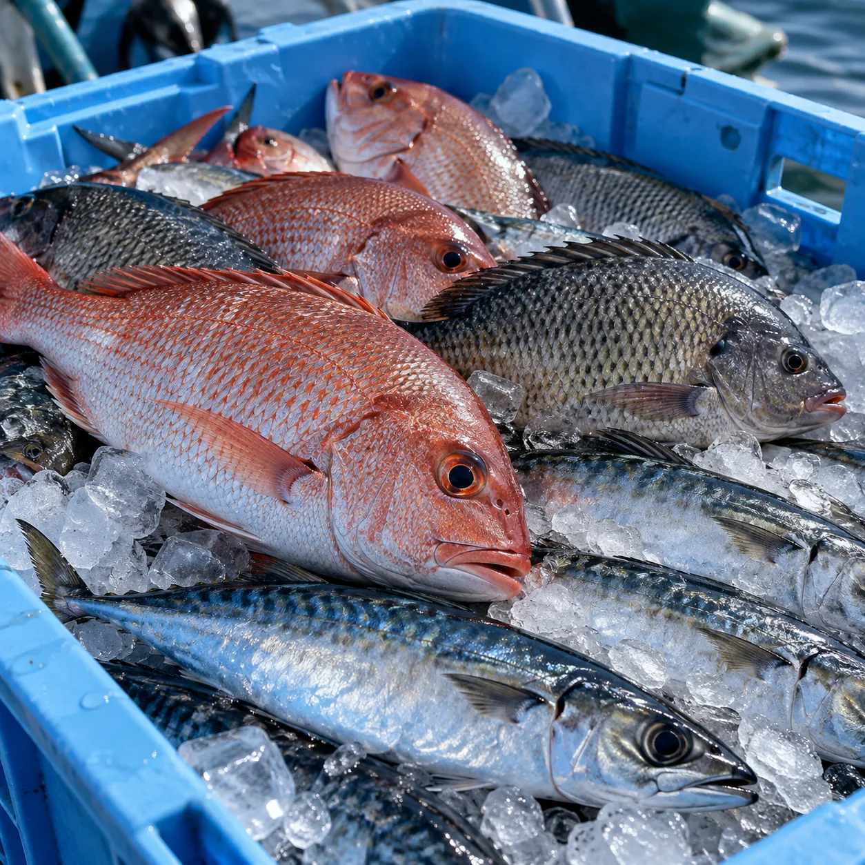 The catch sorted on crushed ice