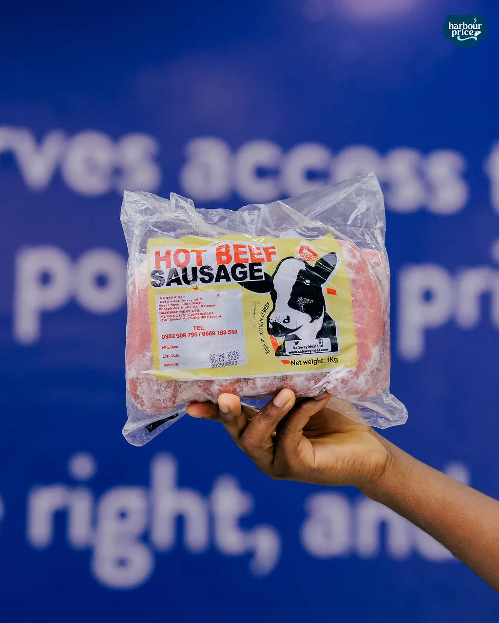 Hot beef sausages, 500 g pack